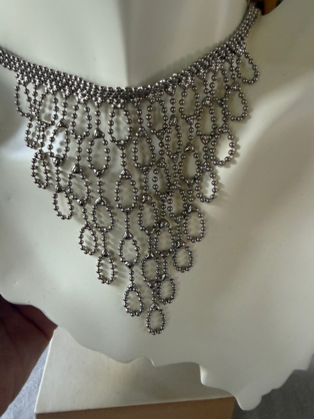 Sterling Silver Fringe Choker Necklace.